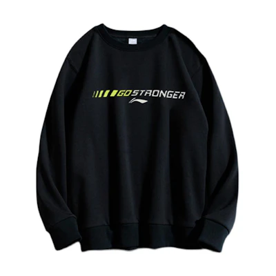Li-Ning Lifestyle Series Solid Color Print Crewneck Sweatshirt Black () AWDS467-224