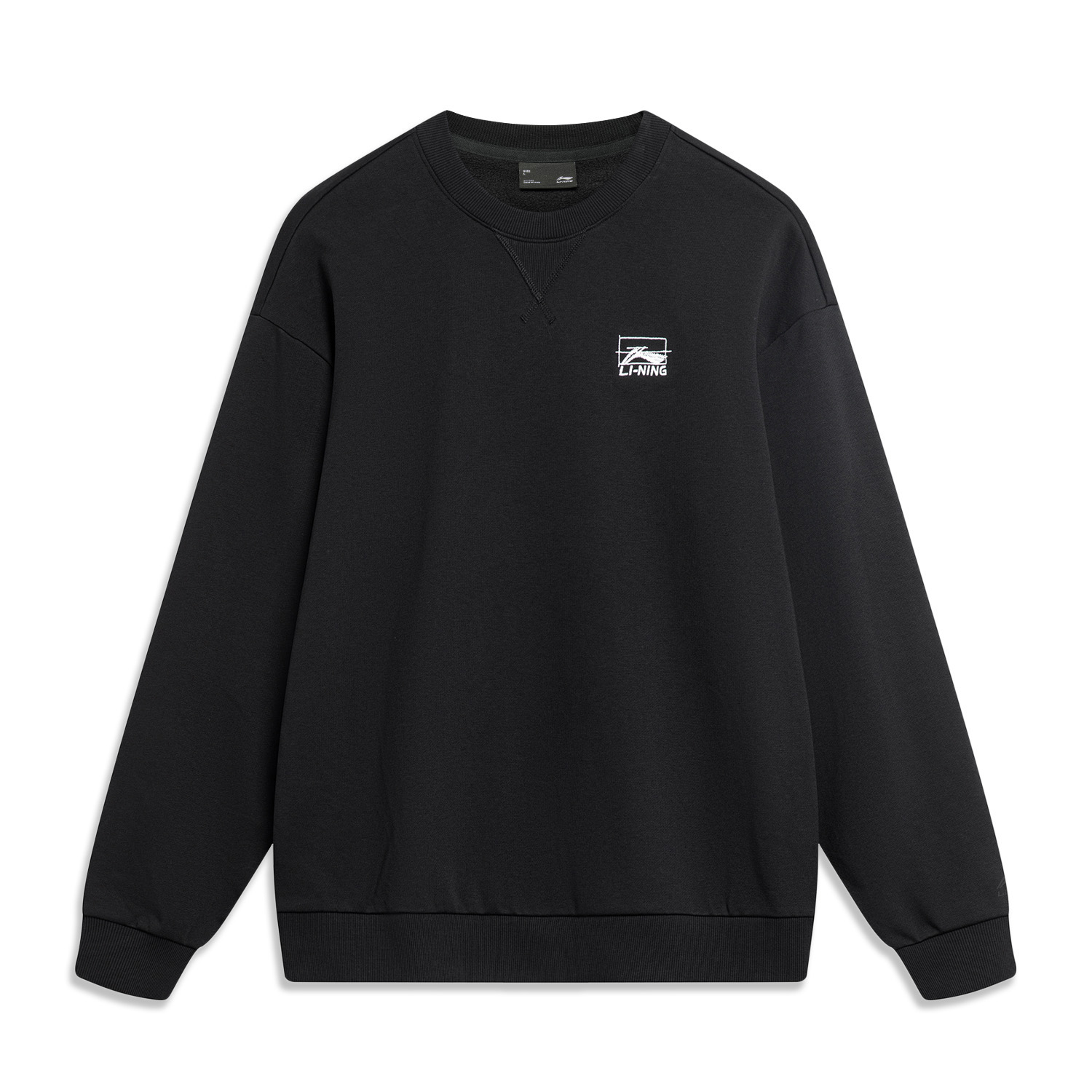 Li-Ning Lifestyle Unisex Black Fleece Crewneck Sweatshirt with Infrared Warmth AWDTB49-9