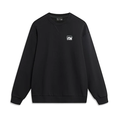 Li-Ning Lifestyle Unisex Black Fleece Crewneck Sweatshirt with Infrared Warmth AWDTB49-9