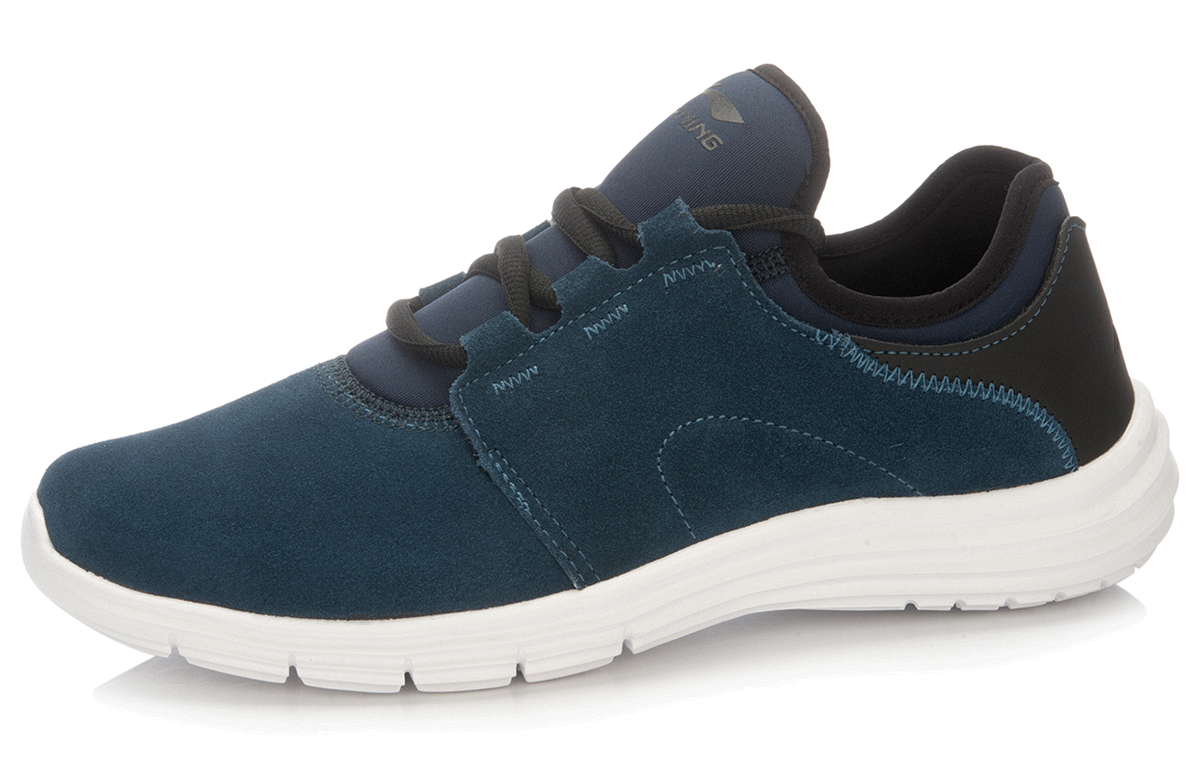 Li-Ning Lightweight Leather Running Shoe 'Blue Black White' 圖 2