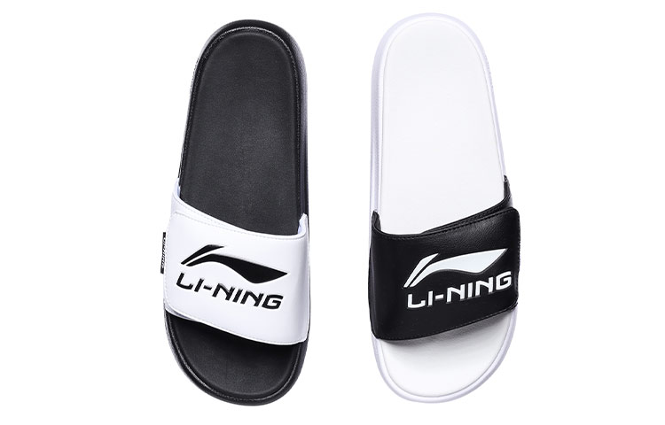 Shop Li-Ning LN Slipper 'Mismatched Black White' AGAR009-3