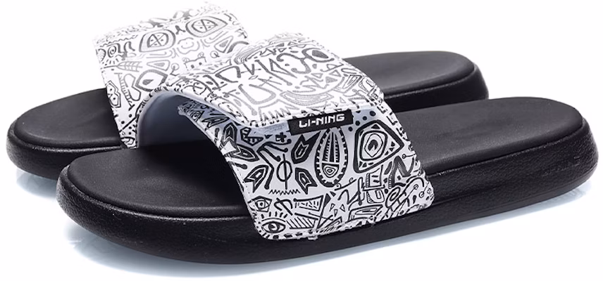 Li-Ning LN Slipper 'White Black Graffiti' AGAR009-2 Lookbook Li-Ning LN Slipper 'White Black Graffiti' AGAR009-2