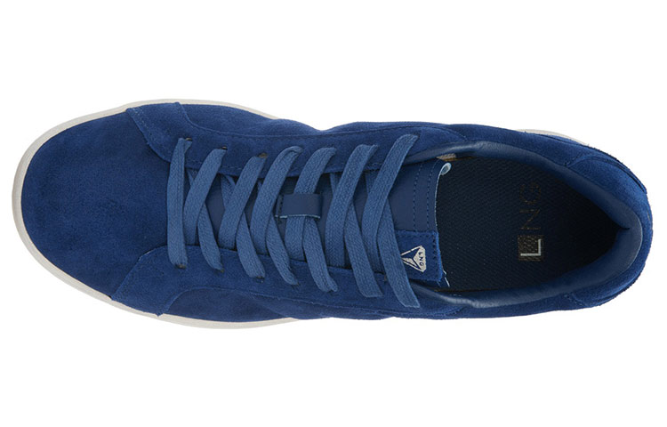 Shop Li-Ning LNG Sneaker Casual in Pelle ''Blu Bianco'' ALAK117-4