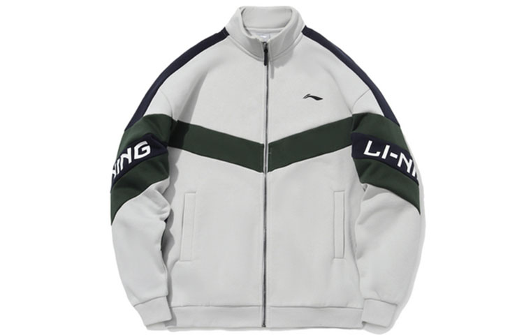 Li-Ning Logo Casual Stand Collar Sports Jacket Unisex Micro Crystal Gray AWDPA41-10