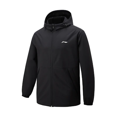 Li-Ning Logo Comfortable Black Hooded Jacket for Men AFDU463