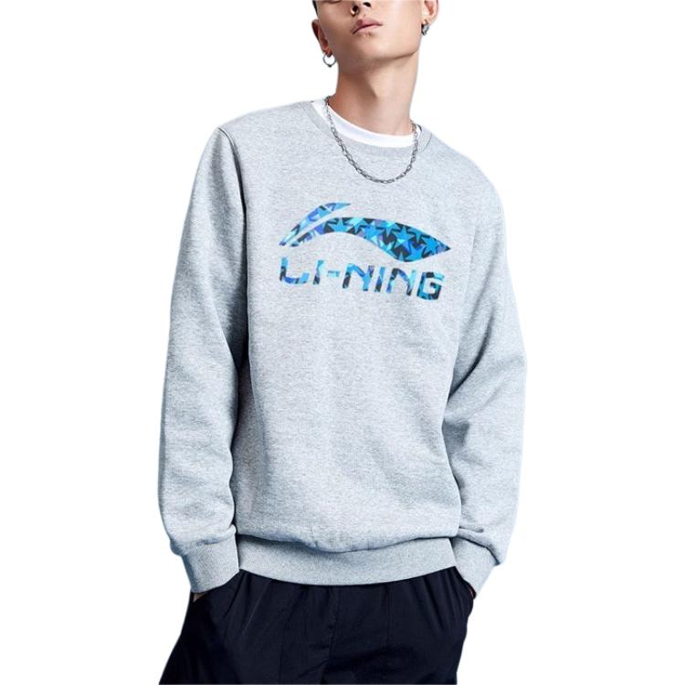 Li-Ning Logo Crewneck Loose Fit Fleece Sweatshirt Unisex - Grey YWDT525-1