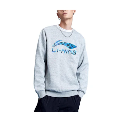 Li-Ning Logo Crewneck Loose Fit Fleece Sweatshirt Unisex - Grey YWDT525-1