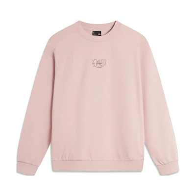 Li-Ning Logo Crewneck Sweatshirt Unisex Chen Sand Pink AWDU793-3
