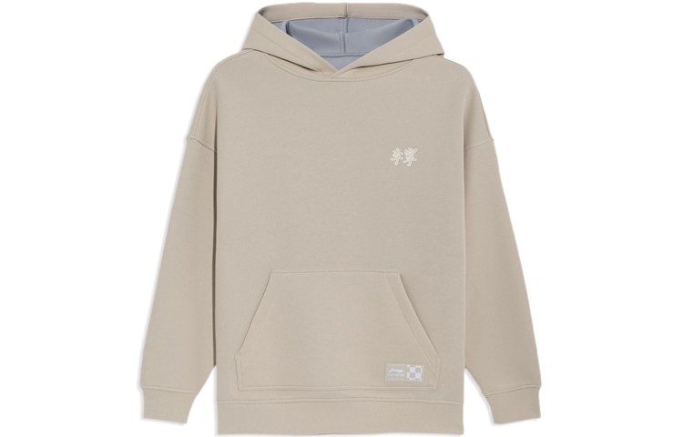 Li-Ning Logo Embroidered Reversible Hoodie Oatmeal Grey Unisex Casual Style AWDS087-4