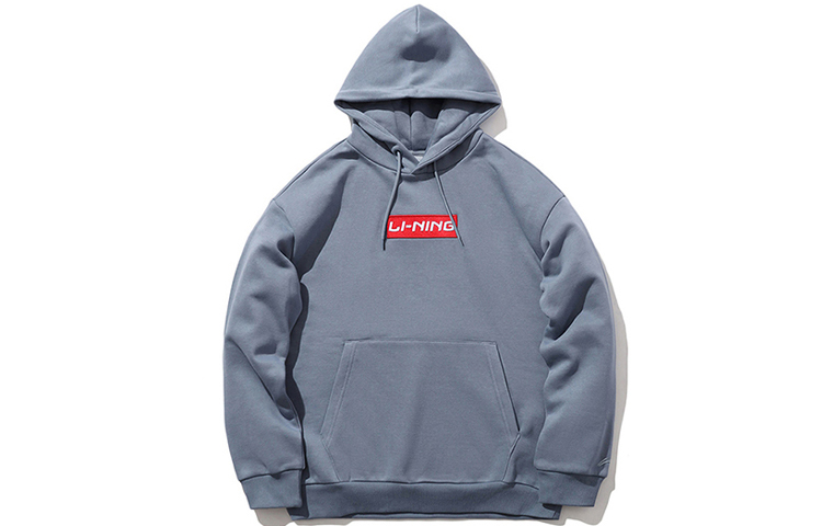 Li-Ning Logo Embroidered Unisex Fleece Hoodie in Firestone Blue AWDR615-2