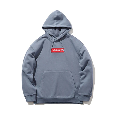 Li-Ning Logo Embroidered Unisex Fleece Hoodie in Firestone Blue AWDR615-2