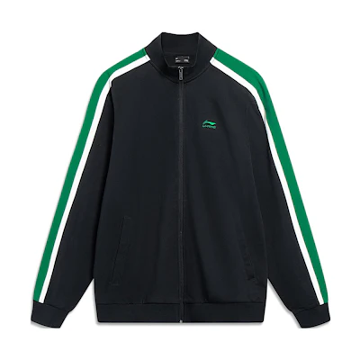 Li-Ning Logo Embroidery Colorblock Zipper Hoodie Black AWDT767-2