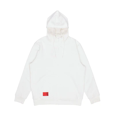 Li-Ning Logo Fleece-Lined Hooded Zip Jacket Unisex Cream White AWDPD23-1