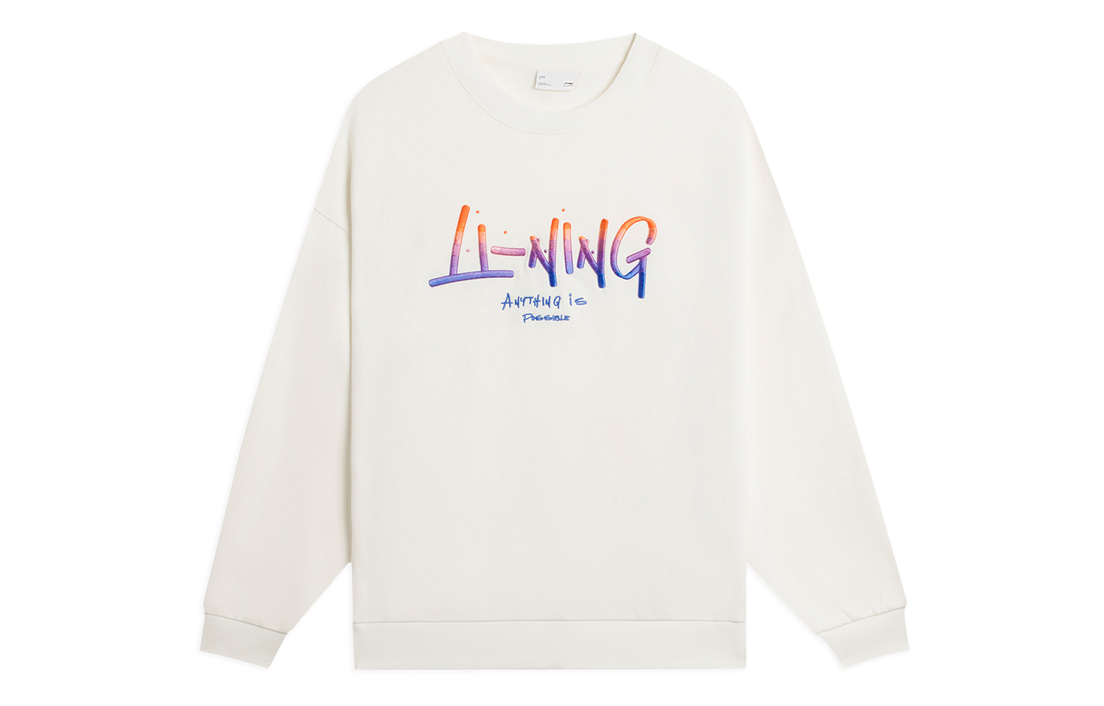 Li-Ning Logo Fleece Crewneck Sweatshirt Unisex Off-White Casual Wear AWDSF75-8