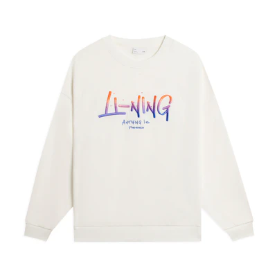 Li-Ning Logo Fleece Crewneck Sweatshirt Unisex Off-White Casual Wear AWDSF75-8