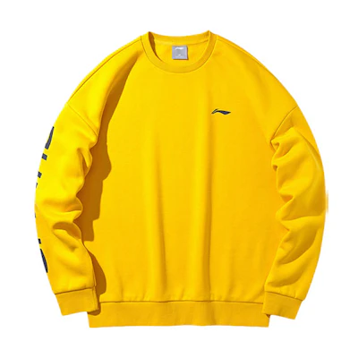Li-Ning Logo Fleece Pullover Sweatshirt Unisex Couple Style - Oil Yellow AWDP932-28