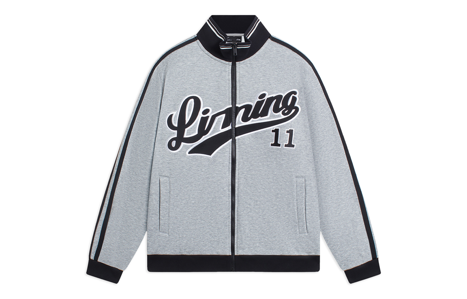 Li-Ning Logo Patch Colorblock High-Neck Sweatshirt Grey - Casual Series AWDSG85-5