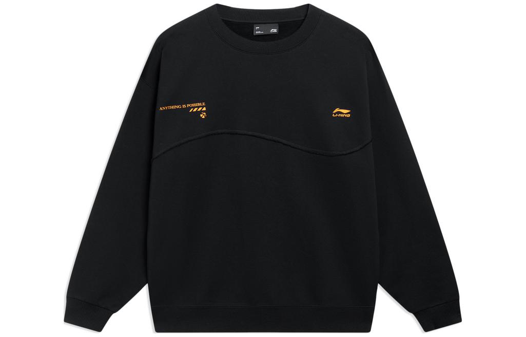 Li-Ning Logo Print Breathable Casual Pullover Sweatshirt Black AWDT181-2