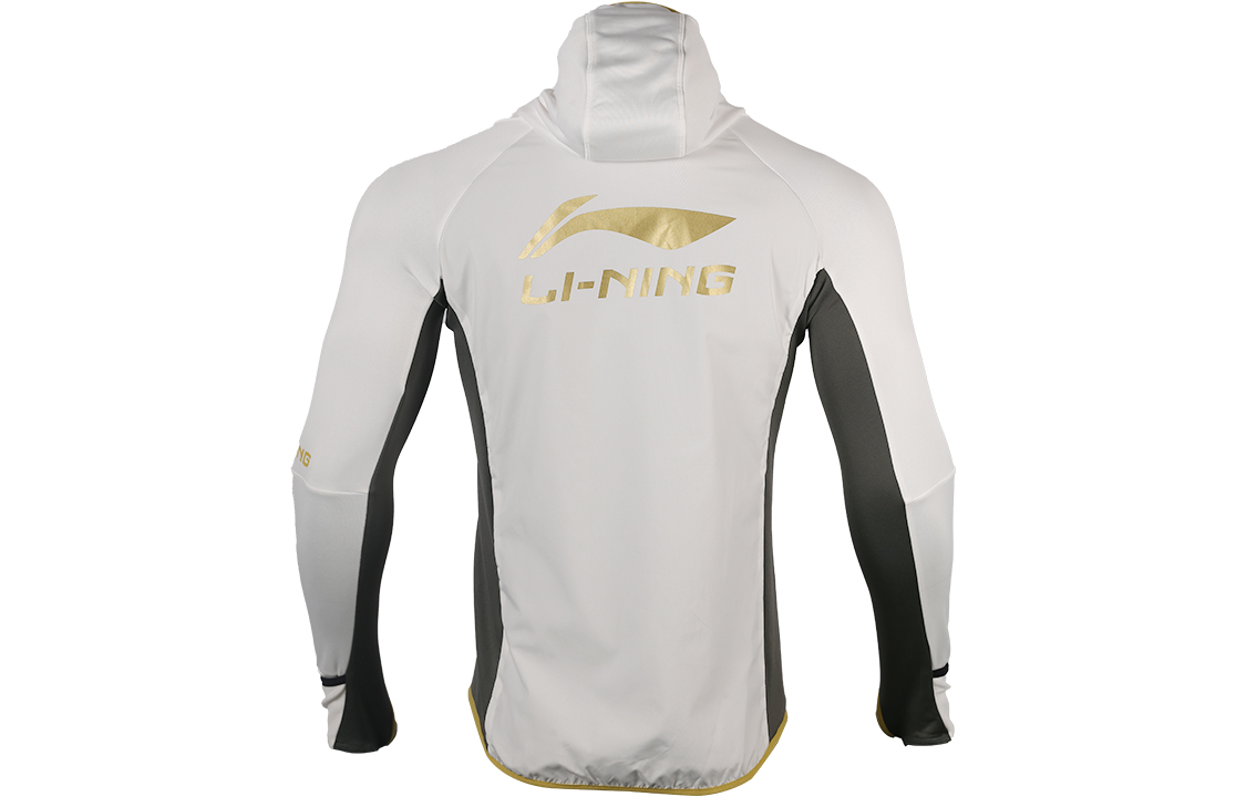 Li-Ning Logo Print Colorblock Pullover Hoodie - Cream White AWDR619-1