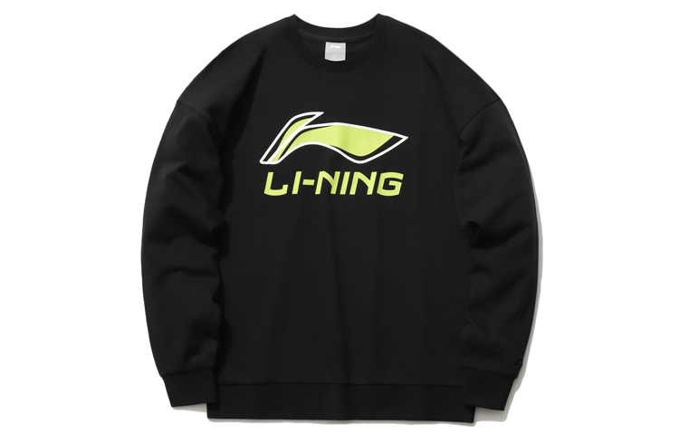 Li-Ning Logo Print Colorblock Pullover Sweatshirt Black - Casual Fashion Series AWDR369-2