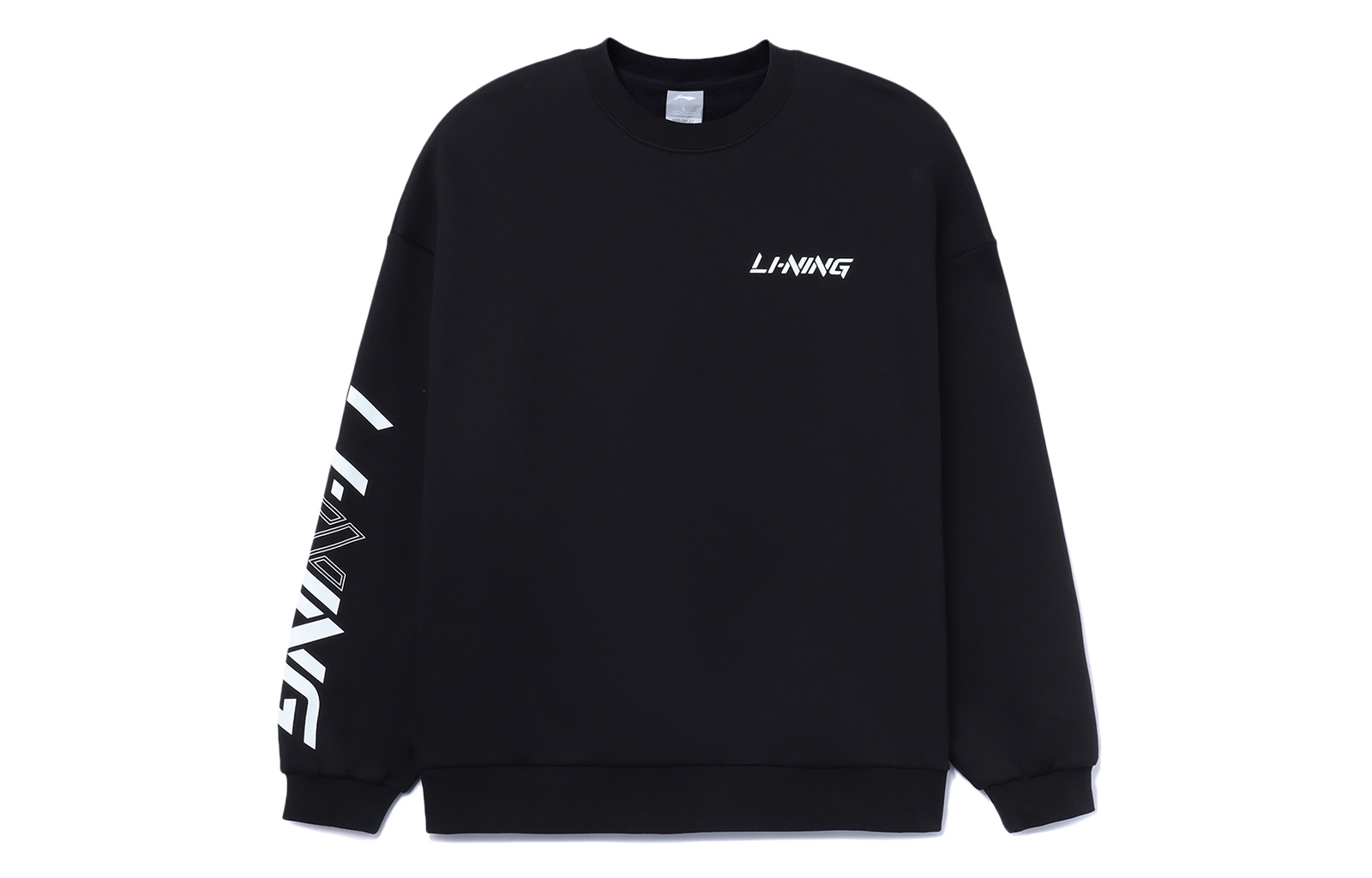 Li-Ning Logo Print Crewneck Fleece Sweatshirt Unisex Black AWDT607-3
