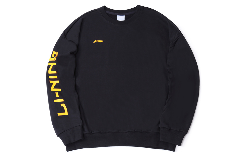 Li-Ning Logo Print Crewneck Sports Sweatshirt Black AWDRF73-1