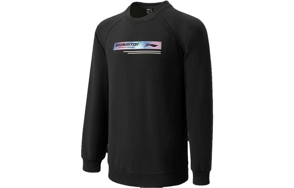 Li-Ning Logo Print Crewneck Sweatshirt Unisex Black - Badminton Series AWDT841-2