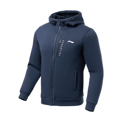 Li-Ning Logo Print Fleece Fitness Sweatshirt Deep Navy Blue AWDRE57-2