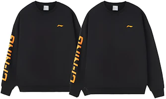 Li-Ning Logo Print Fleece Pullover Sweatshirt Unisex Couple Pack Black (2pcs). AWDRF44-1(2-PACK) Li-Ning Logo Print Fleece Pullover Sweatshirt Unisex Couple Pack Black (2pcs). AWDRF44-1(2-PACK)