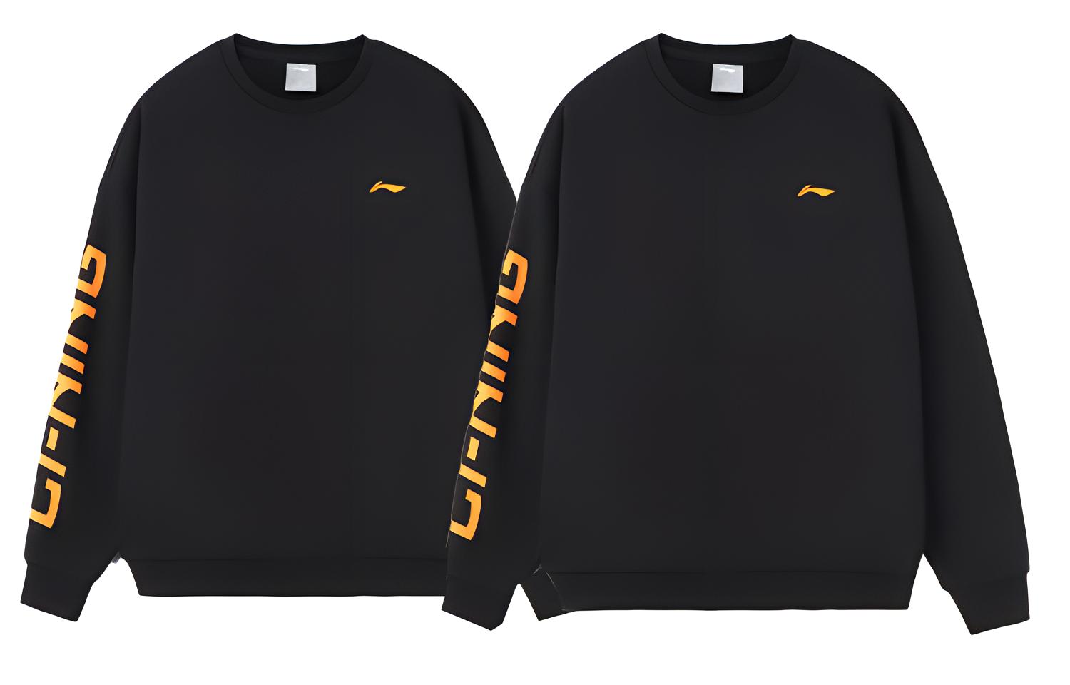 Li-Ning Logo Print Fleece Pullover Sweatshirt Unisex Couple Pack Black (2pcs) AWDRF44-1-2-PACK
