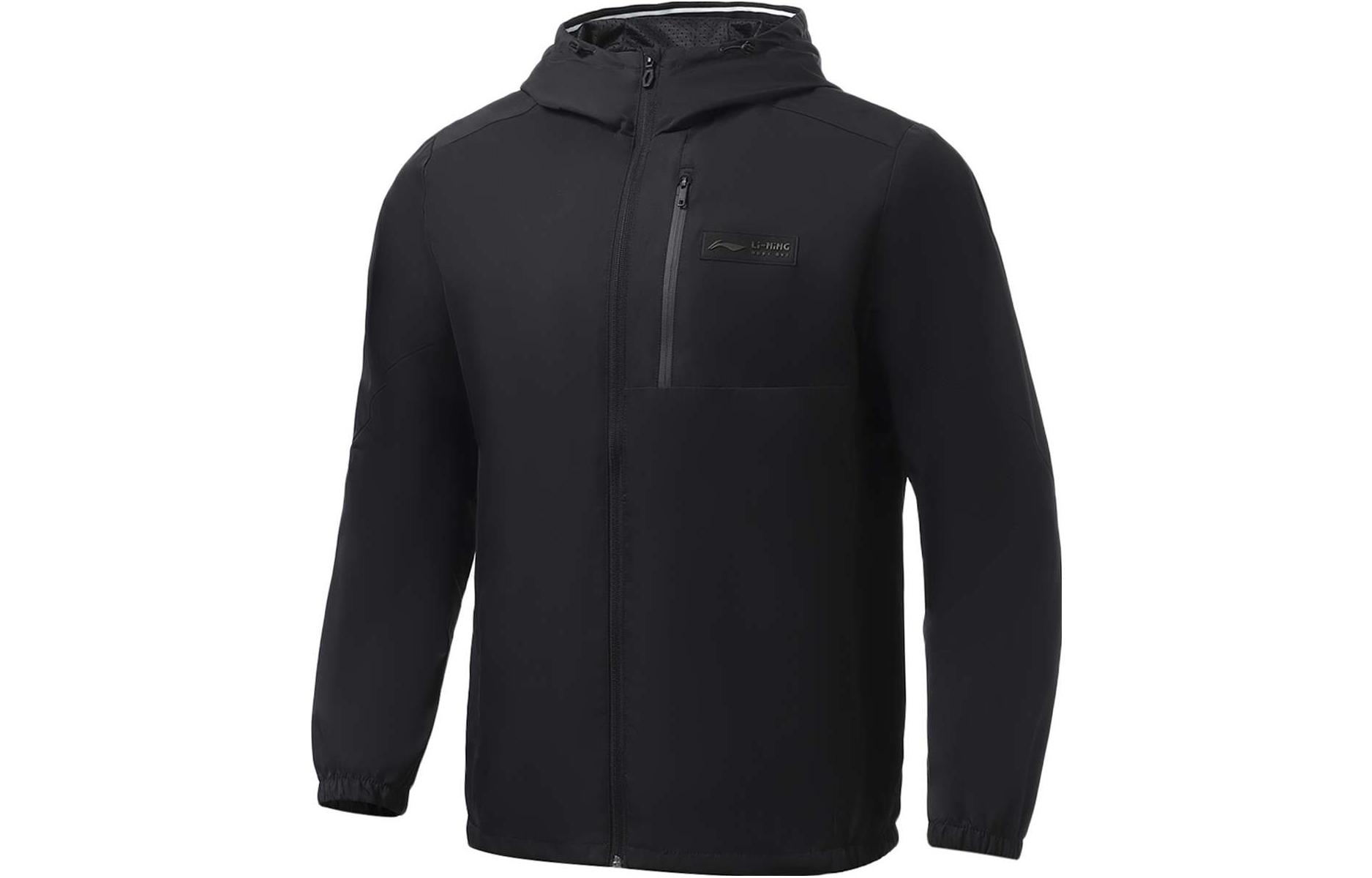 Li-Ning Logo Print Hooded Jacket Black AFDR759-1
