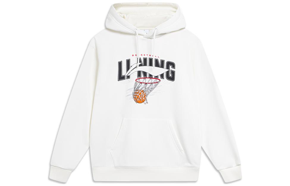 Li-Ning Logo Print Hoodie Pullover in Off-White - Sport Fashion Series AWDU969-2