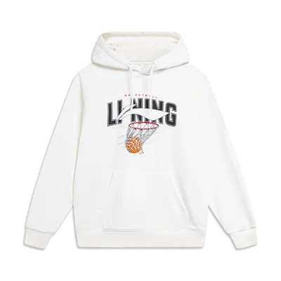 Li-Ning Logo Print Hoodie Pullover in Off-White - Sport Fashion Series AWDU969-2
