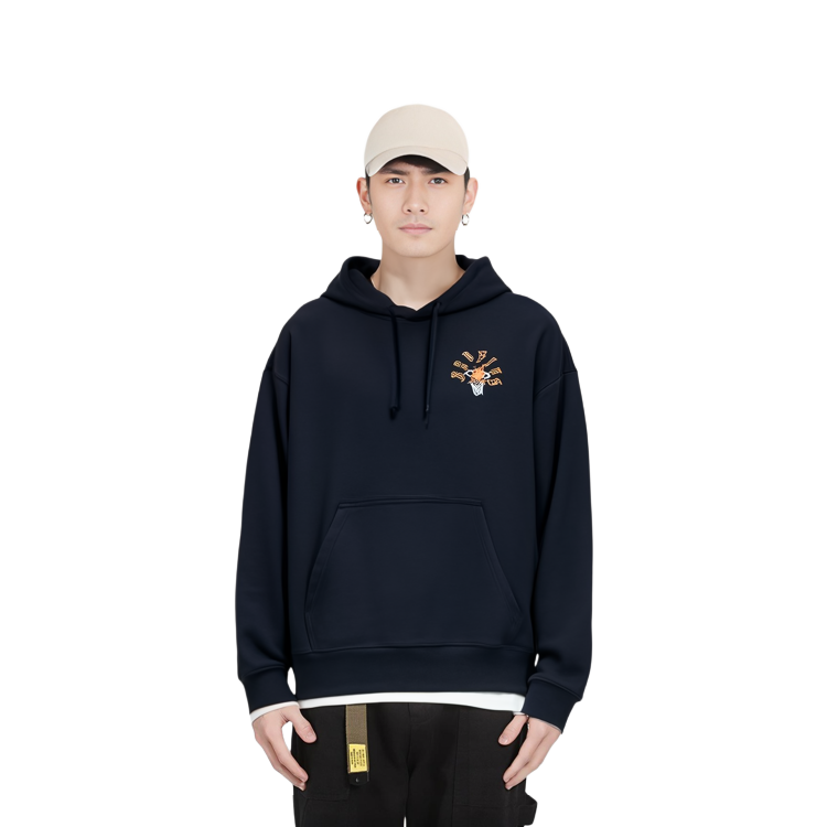 Shop Li-Ning Logo Print Loose Fit Hoodie Unisex Black - Fan Wu Series AWDT089-4