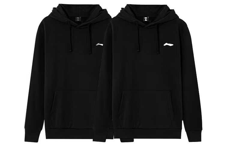 Li-Ning Logo Print Oversized Pullover Hoodie 2-Pack Black YWDT409-1-2-PACK
