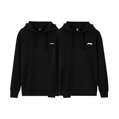 Li-Ning Logo Print Oversized Pullover Hoodie 2-Pack Black YWDT409-1-2-PACK