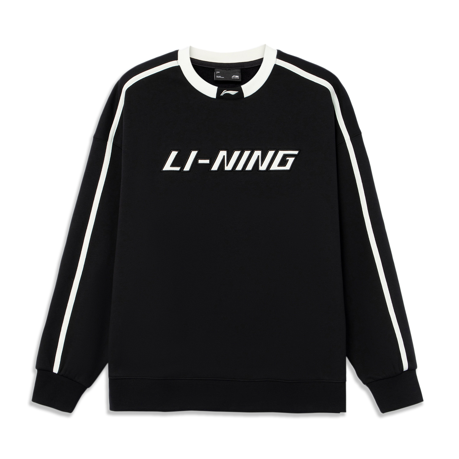 Li-Ning Logo Print Oversized Pullover Sweatshirt Unisex Black AWDU917-1