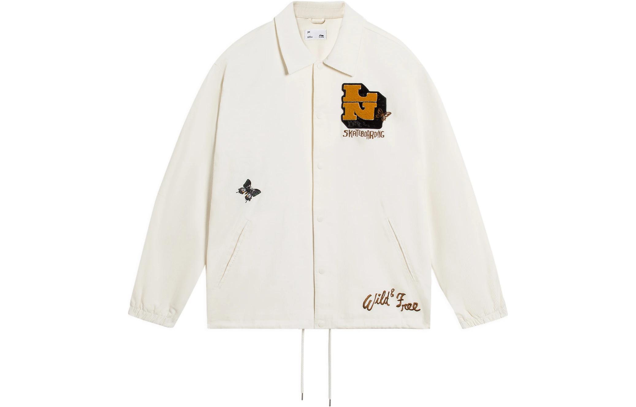 Li-Ning Logo Print Polo Collar Casual Jacket Off-White AFDRA43-2