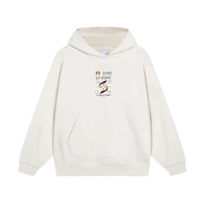 Li-Ning Logo Print Pullover Crewneck Sweatshirt Unisex - Off White AWDT065-3