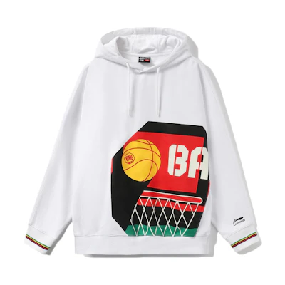Li-Ning Logo Print Pullover Hoodie Standard White - Basketball Series AWDQ315-3