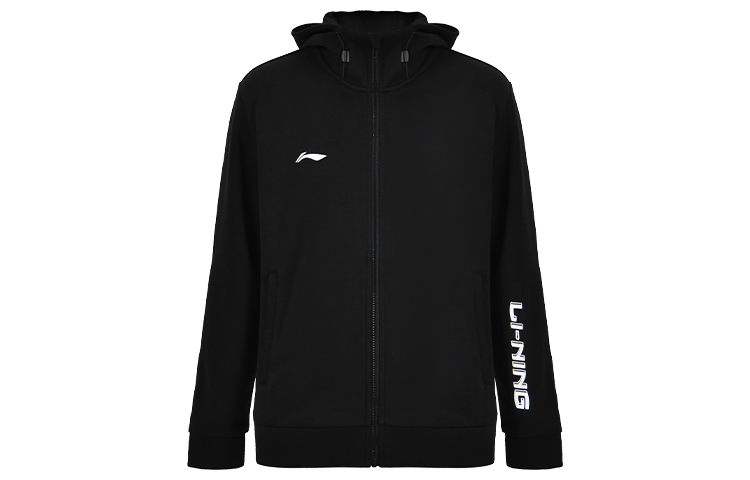 Li-Ning Logo Print Zip-Up Hoodie Unisex Black AWDTF35-1