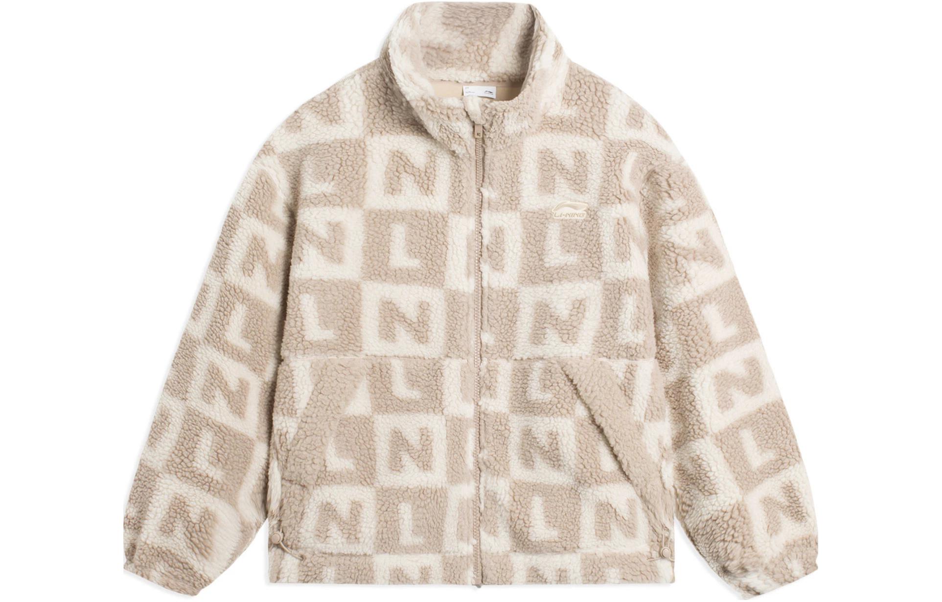 Li-Ning Logo Print Zip Jacket Swan White/Milky Brown Sportswear AFDSC01-1