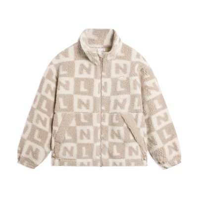 Li-Ning Logo Print Zip Jacket Swan White/Milky Brown Sportswear AFDSC01-1