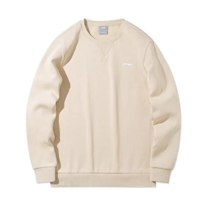 Li-Ning Logo Printed Crewneck Pullover Sweatshirt Men’s Oyster Gray LKJRE33-1