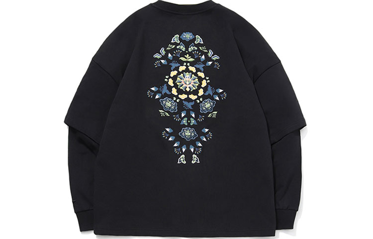 Lookbook Li-Ning Logo Printed Crewneck Pullover Sweatshirt Black AWDQ877-4