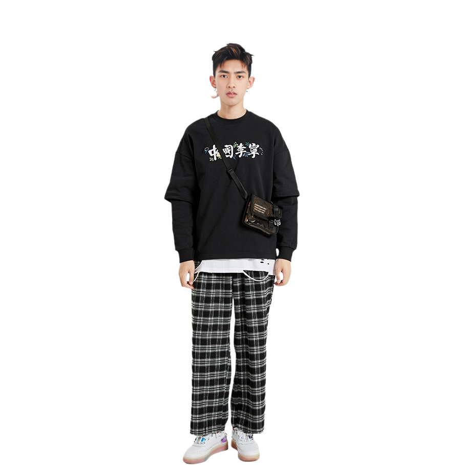 Shop Li-Ning Logo Printed Crewneck Pullover Sweatshirt Black AWDQ877-4