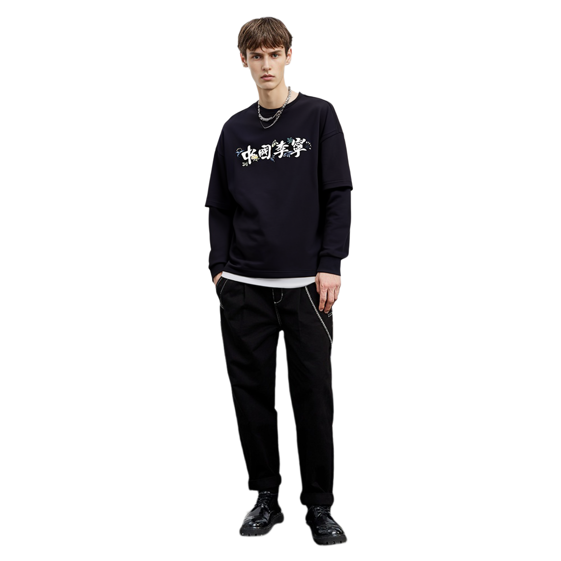 Purchase Li-Ning Logo Printed Crewneck Pullover Sweatshirt Black AWDQ877-4