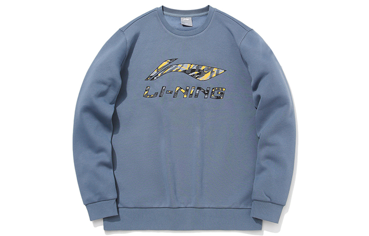 Li-Ning Logo Printed Fleece Crewneck Sweatshirt Casual - Flint Blue AWDQC91-4
