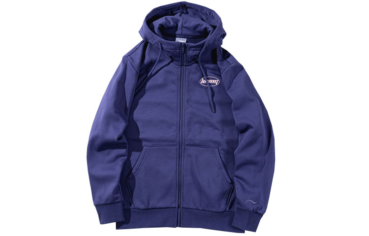 Li-Ning Logo Printed Fleece Hoodie Blue - Casual Sportswear AWDPD23-16