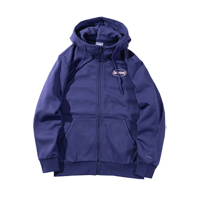 Li-Ning Logo Printed Fleece Hoodie Blue - Casual Sportswear AWDPD23-16